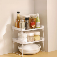 Load image into Gallery viewer, Stacked shelf risers with jars