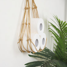 Laden Sie das Bild in den Galerie-Viewer, Brown rope holder with toilet rolls by a plant