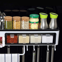 Load image into Gallery viewer, Spice rack with jars and hooks