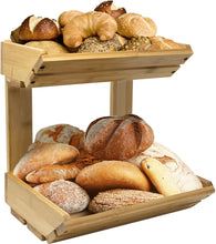 Load image into Gallery viewer, MessFree® Double Layer Bamboo Basket Stand