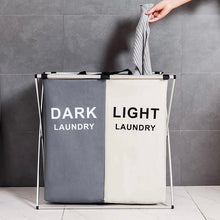 Load image into Gallery viewer, Messfree laundry basket with three compartments for sorting clothes