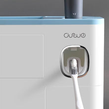 Laden Sie das Bild in den Galerie-Viewer, Wall-mounted toothbrush holder with toothpaste dispenser and storage