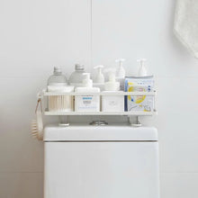 Laden Sie das Bild in den Galerie-Viewer, Metal bathroom organizer shelf with multiple storage levels