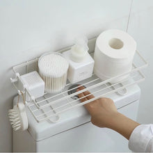 Laden Sie das Bild in den Galerie-Viewer, Metal bathroom organizer shelf with multiple storage levels