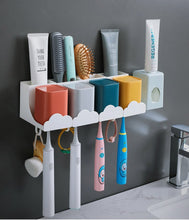 Laden Sie das Bild in den Galerie-Viewer, Cloud toothbrush holder with cups and dispenser on a bathroom wall