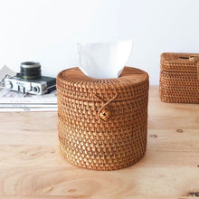 Load image into Gallery viewer, Round Rattan Tissue Box