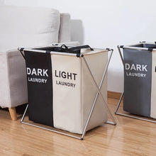 Load image into Gallery viewer, Messfree laundry basket with three compartments for sorting clothes