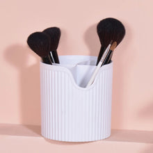 Load image into Gallery viewer, White makeup brush holder filled with brushes