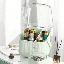 Laden Sie das Bild in den Galerie-Viewer, Light green vanity box with acrylic lid open