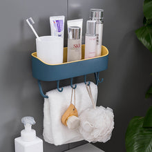 Laden Sie das Bild in den Galerie-Viewer, Dark blue shelf with toiletries and towel