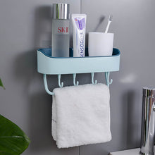 Laden Sie das Bild in den Galerie-Viewer, Light blue adhesive shelf with towel
