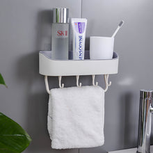 Laden Sie das Bild in den Galerie-Viewer, White adhesive shelf with towel