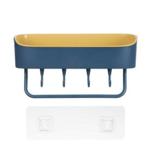 Laden Sie das Bild in den Galerie-Viewer, Dark blue adhesive wall shelf with hooks