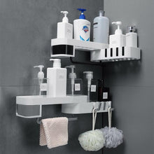 Laden Sie das Bild in den Galerie-Viewer, Two corner shower shelves with toiletries and loofahs