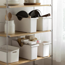 Load image into Gallery viewer, Organizer bins on open shelving