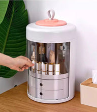 Load image into Gallery viewer, Opening the doors of a rotating makeup organizer