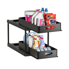 Laden Sie das Bild in den Galerie-Viewer, Black 2 tier sliding under sink organizer