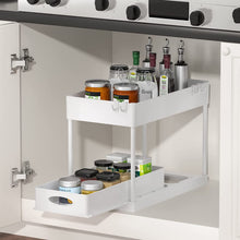 Laden Sie das Bild in den Galerie-Viewer, White under sink organizer with drawer pulled out