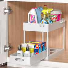 Laden Sie das Bild in den Galerie-Viewer, White organizer with cleaning supplies under a sink
