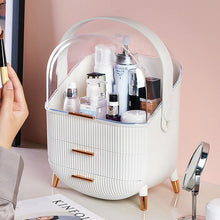 Laden Sie das Bild in den Galerie-Viewer, White makeup organizer on a bedroom vanity