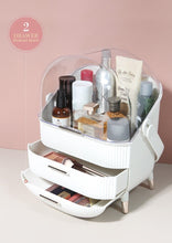 Laden Sie das Bild in den Galerie-Viewer, White cosmetic organizer with two drawers pulled out