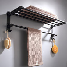 Load image into Gallery viewer, Bathroom Wall-mounted Matt Black Space Aluminum Bath Towel Rack

