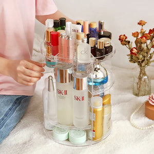 Adjustable clear acrylic makeup organizer with customizable shelves