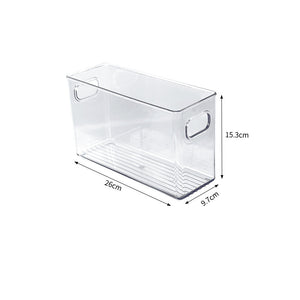 Stackable fridge organizer bins for kitchen storage