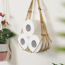 Laden Sie das Bild in den Galerie-Viewer, Brown rope toilet paper holder hanging on a wall

