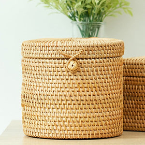 Round Rattan Tissue Box