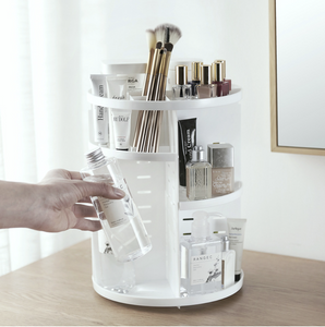 Adjustable clear acrylic makeup organizer with customizable shelves