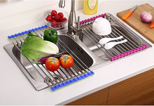 Load image into Gallery viewer, MessFree® Roll-Up Stainless Steel Sink Rack
