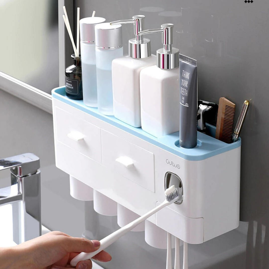 ECOCO Wall Mount Magnetic Adsorption Toothpaste Squeezer Toothbrush Ho