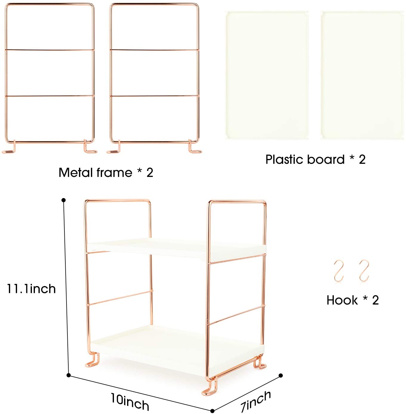 Western Nest Rose Gold Storage Rack, 2 Layers