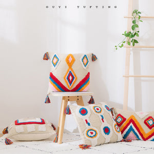 Geometric Shapes Tufted Pillow Cover