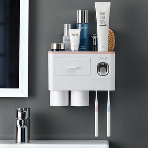 Multifunctional toothbrush rack with built-in toothpaste dispenser