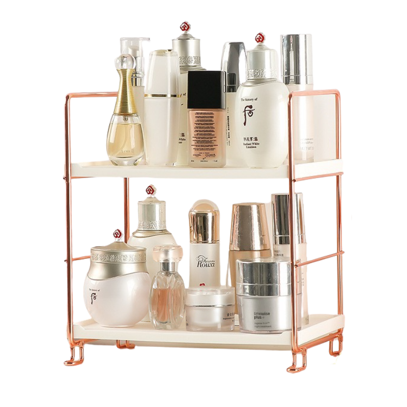 Western Nest Rose Gold Storage Rack, 2 Layers