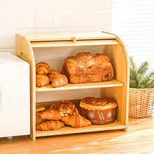 Load image into Gallery viewer, Bamboo bread box with loaves of bread
