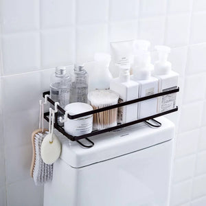 Metal bathroom organizer shelf with multiple storage levels