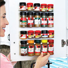 Load image into Gallery viewer, Cabinet door full of spice jars on clip strips
