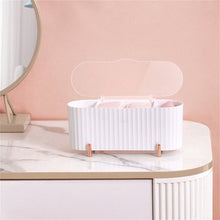 Load image into Gallery viewer, White cotton pad storage box with lid open
