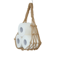 Laden Sie das Bild in den Galerie-Viewer, Brown woven rope toilet paper holder with rolls
