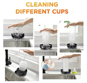 Automatic cup washer for fast glass cleaning at the sink