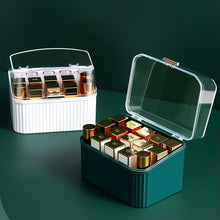 Load image into Gallery viewer, White and green lipstick organizers with lids open

