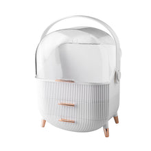 Laden Sie das Bild in den Galerie-Viewer, White luxury makeup organizer with clear dustproof lid and drawers
