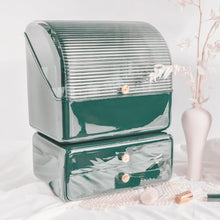 Load image into Gallery viewer, Green stackable makeup vanity box with drawers
