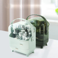 Laden Sie das Bild in den Galerie-Viewer, Light and dark green makeup vanity boxes on a shelf
