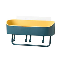 Laden Sie das Bild in den Galerie-Viewer, Dark blue adhesive wall shelf with hooks
