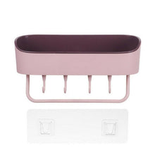 Laden Sie das Bild in den Galerie-Viewer, Pink adhesive wall shelf with hooks
