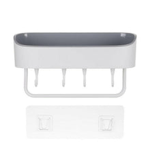 Laden Sie das Bild in den Galerie-Viewer, White adhesive wall shelf with hooks
